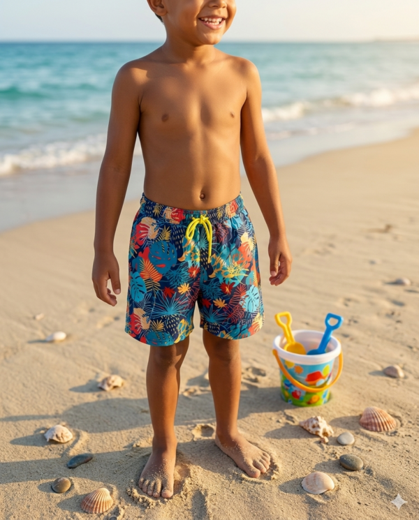 Tropi-Cool Kids' Swim Shorts P201 شورت سباحة للأطفال بنقشة استوائية