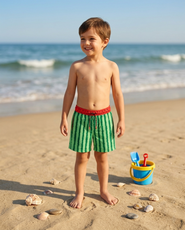 Kids Watermelon Stripes  P205 شورت البطيخ المخطط