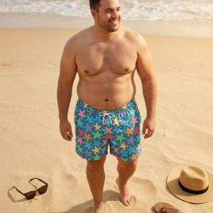 1781859823438-clean Starfish Oversized Swim Shorts p194 شورت سباحة النجوم الملونة ذو القياس الكبير