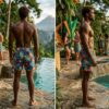 Abstract Jungle ٍSwimshorts P201 | مايوه الغابة التجريدية 🌿✨