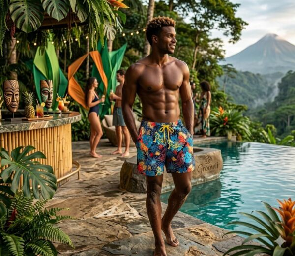 Abstract Jungle ٍSwimshorts P201 | مايوه الغابة التجريدية 🌿✨