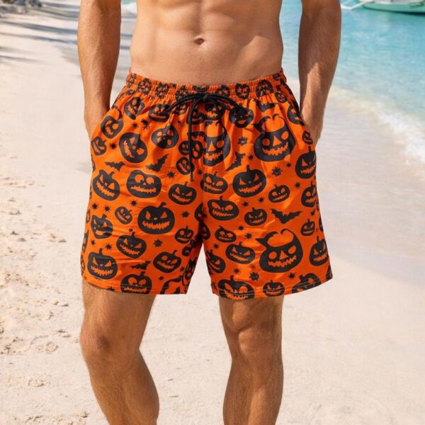 Spooky Pumpkin Swim Shorts P158 مايوه القرع المخيف