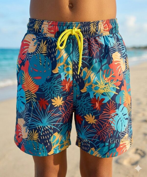 Tropi-Cool Kids' Swim Shorts P201 شورت سباحة للأطفال بنقشة استوائية