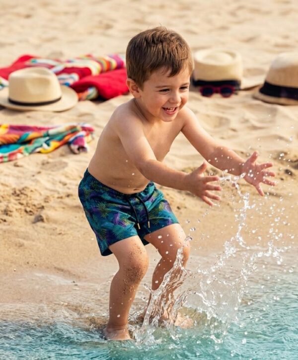 WhatsApp Image 2026-03-25 at 6.52.08 PM Kids Tropical Night Swimshorts P217 شورت شاطئ بنقشة الغابة الليلية