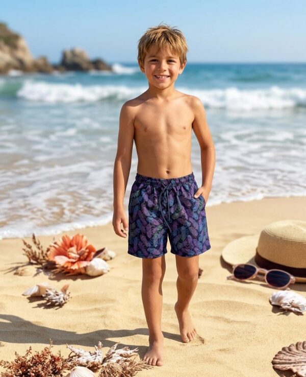 WhatsApp Image 2026-03-25 at 7.09.38 PM Neon Feather Swim Shorts for Boys P206 شورت سباحة للأولاد بنقشة ريش نيون