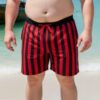 WhatsApp Image 2026-03-25 at 9.11.08 PM Crimson Stripes Swim Shorts P186 شورت سباحة مخطط أحمر جريء