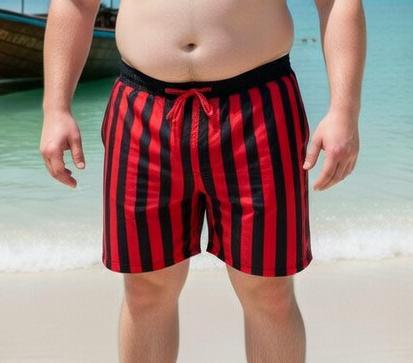 WhatsApp Image 2026-03-25 at 9.11.08 PM Crimson Stripes Swim Shorts P186 شورت سباحة مخطط أحمر جريء
