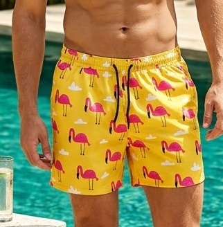 104 Flamingo Splash Swimshorts P104 مايوه موجة الفلامنجو