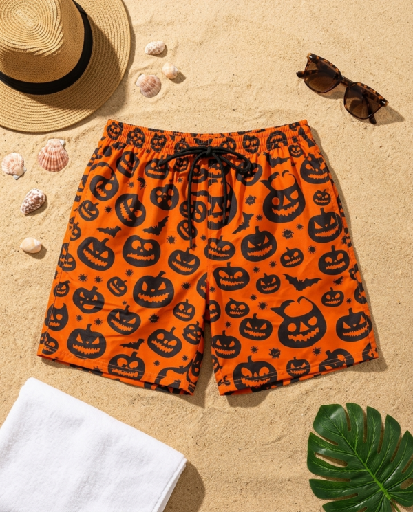 Spooky Pumpkin Swim Shorts P158 مايوه القرع المخيف
