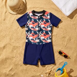 Abstract Splash Kids' Swim Suit P155 مايوه سوت النقوش التجريدية للأطفال