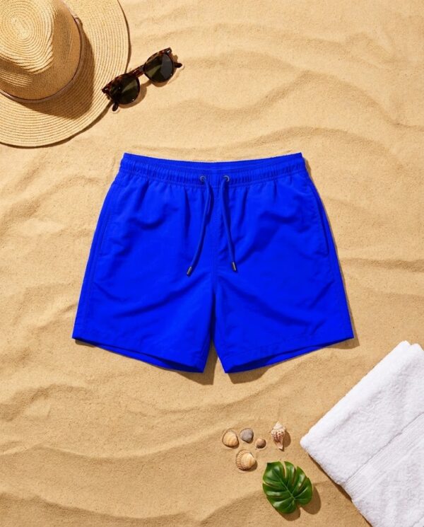 blue Classic Solid Swim Shorts شورت سباحة كلاسيكي سادة