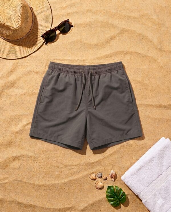 grey Classic Solid Swim Shorts شورت سباحة كلاسيكي سادة