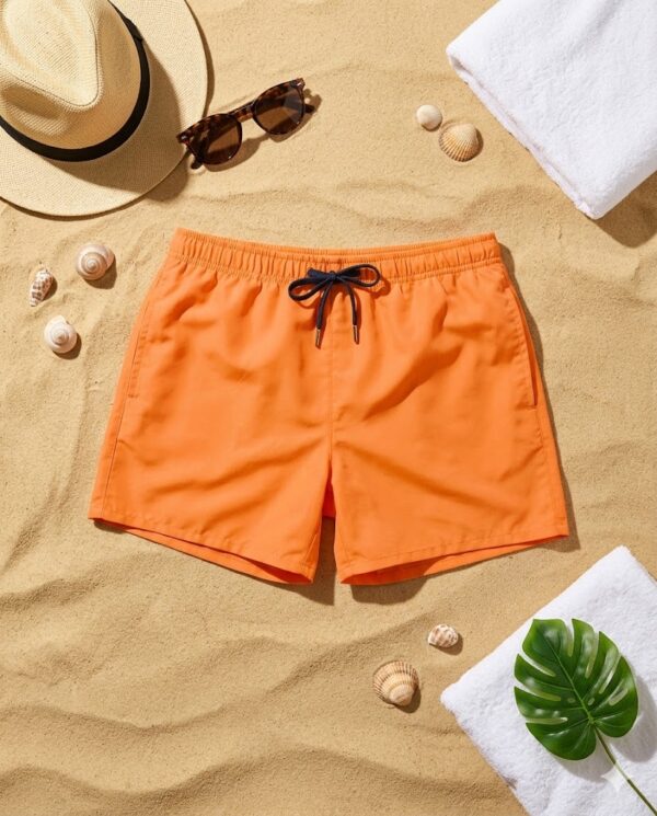 orange Classic Solid Swim Shorts شورت سباحة كلاسيكي سادة