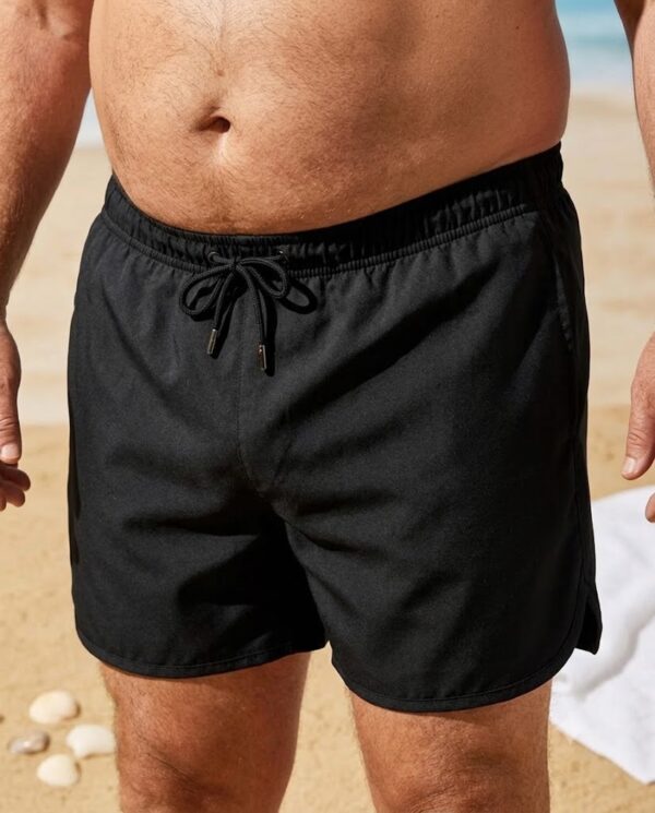 oversize black Classic Solid Swim Shorts (Oversize) شورت سباحة كلاسيكي سادة (مقاسات خاصة)