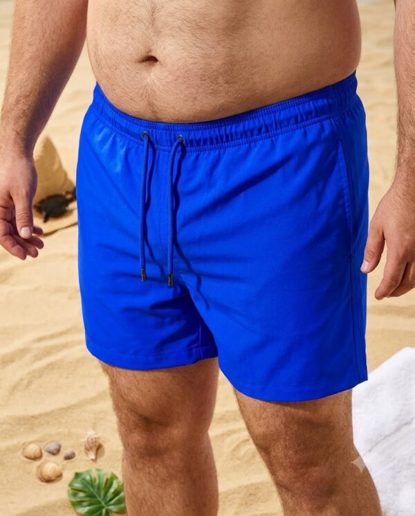 oversize blue Classic Solid Swim Shorts (Oversize) شورت سباحة كلاسيكي سادة (مقاسات خاصة)