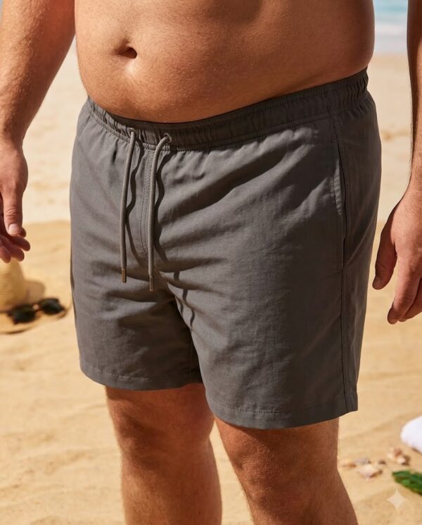 oversize greyjpg Classic Solid Swim Shorts (Oversize) شورت سباحة كلاسيكي سادة (مقاسات خاصة)