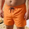oversize orange Classic Solid Swim Shorts (Oversize) شورت سباحة كلاسيكي سادة (مقاسات خاصة)