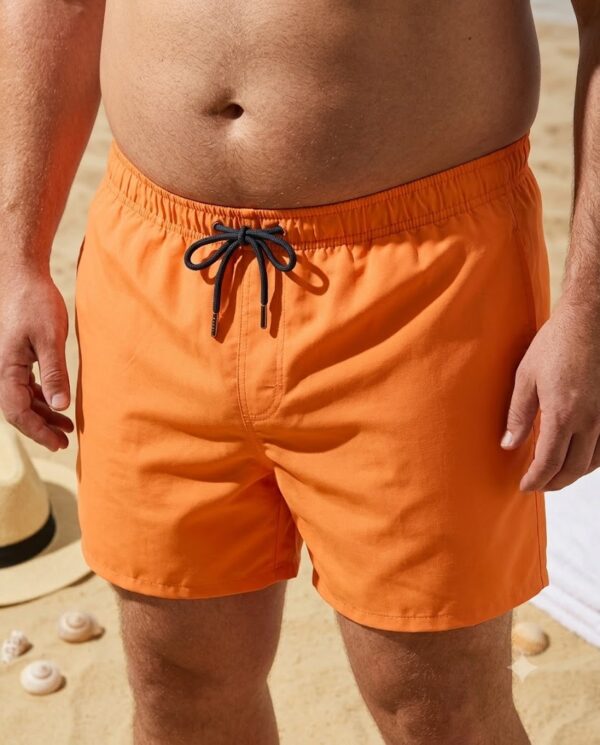 oversize orange Classic Solid Swim Shorts (Oversize) شورت سباحة كلاسيكي سادة (مقاسات خاصة)