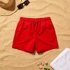 red Classic Solid Swim Shorts شورت سباحة كلاسيكي سادة