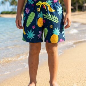 The Tropical Jungle Kids Swim Shorts P132 مايوه الغابة الاستوائية للأطفال