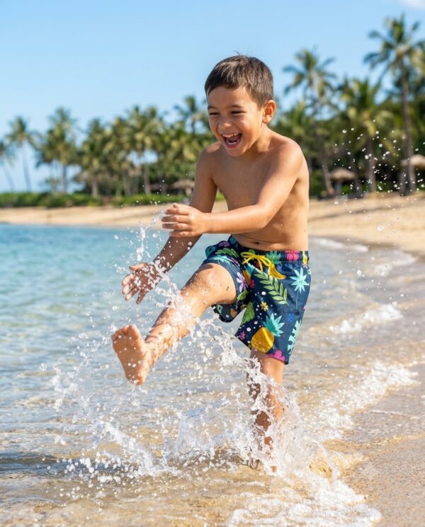 132-kids The Tropical Jungle Kids Swim Shorts P132 مايوه الغابة الاستوائية للأطفال