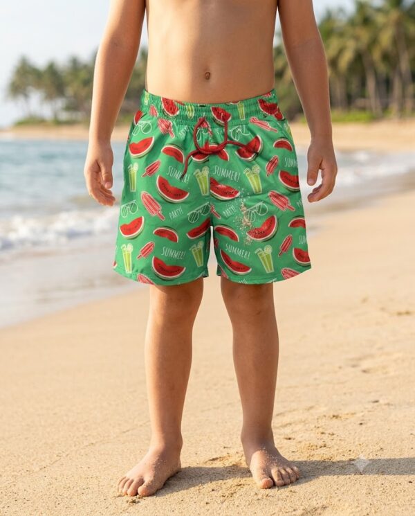 168-kids-2 Watermelon Party Kids Swim Shorts P168 مايوه بطبعة البطيخ للأطفال