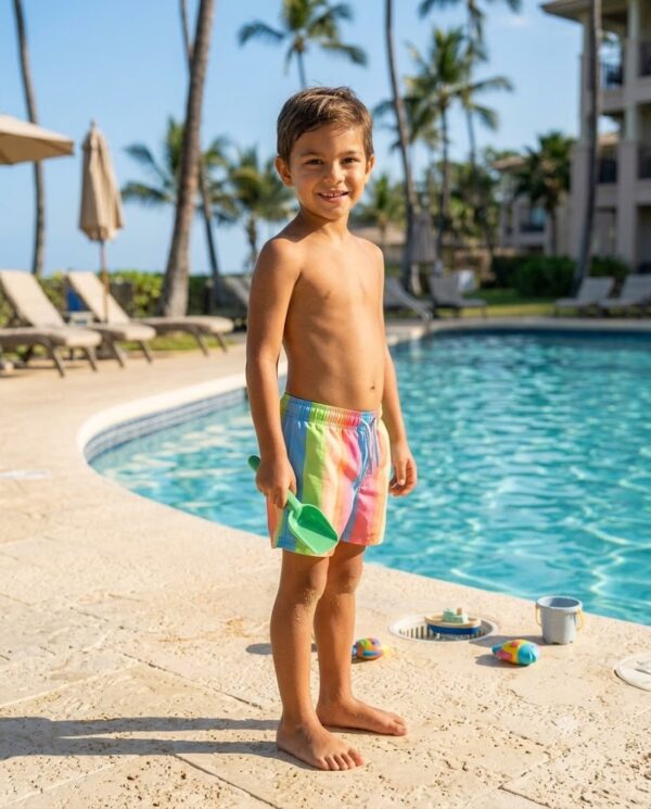 191-kids-2 Resort Rainbow Kids Swim Shorts P191 مايوه بألوان الطيف للأطفال
