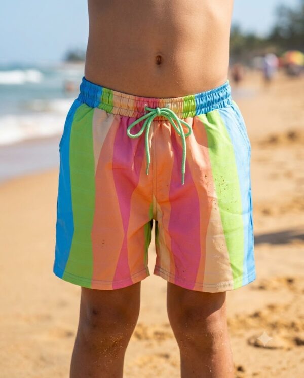 191-kids-3 Resort Rainbow Kids Swim Shorts P191 مايوه بألوان الطيف للأطفال