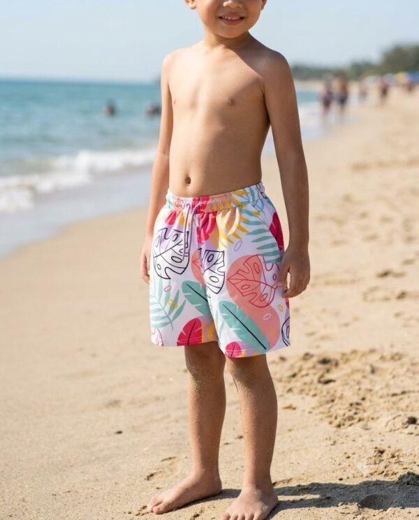 Tropical Monstera Kids Swim Shorts P129 مايوه بطبعة المونسيرا للأطفال