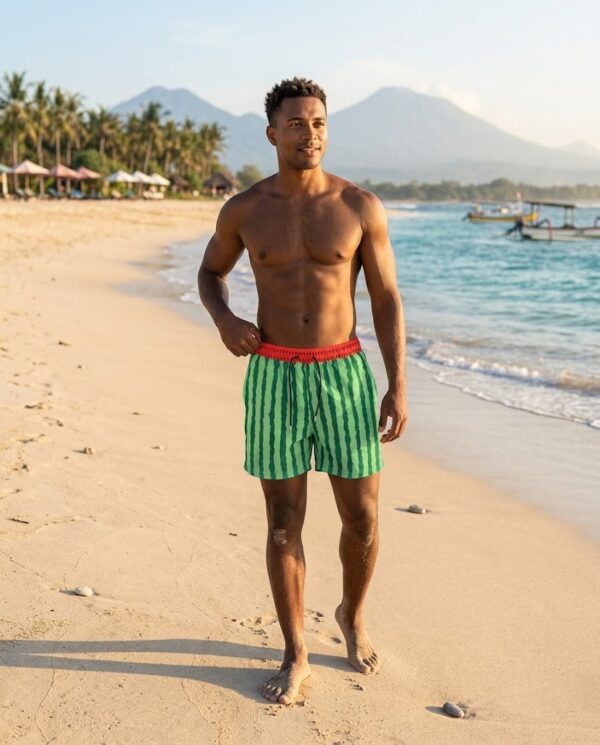 205-2 Watermelon Print SwimShorts P205 مايوه بطبعة البطيخ