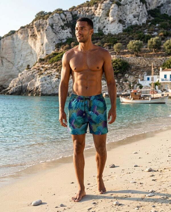 217 Tropical Leaf SwimShorts P217 مايوه بطبعة الأوراق الاستوائية